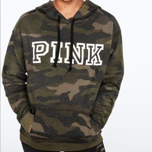 PINK Victoria's Secret Campus Camo Pullover Sweatshirt Hoodie XL